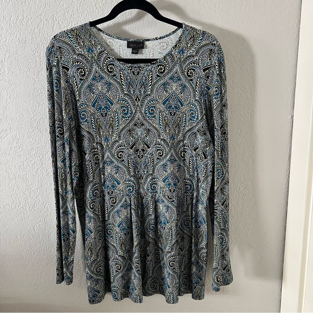 J Jill Wearever Collection Printed Long Sleeve Top